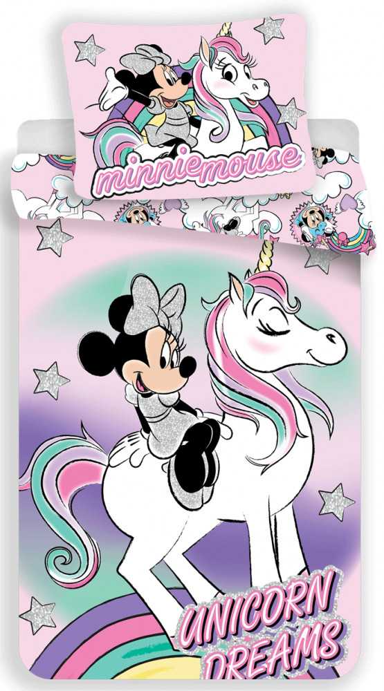 Patalynė bawełniana 140x200 Myszka Mini Vienaragis 2405 Minnie Mouse rožinė poszewka 70x90