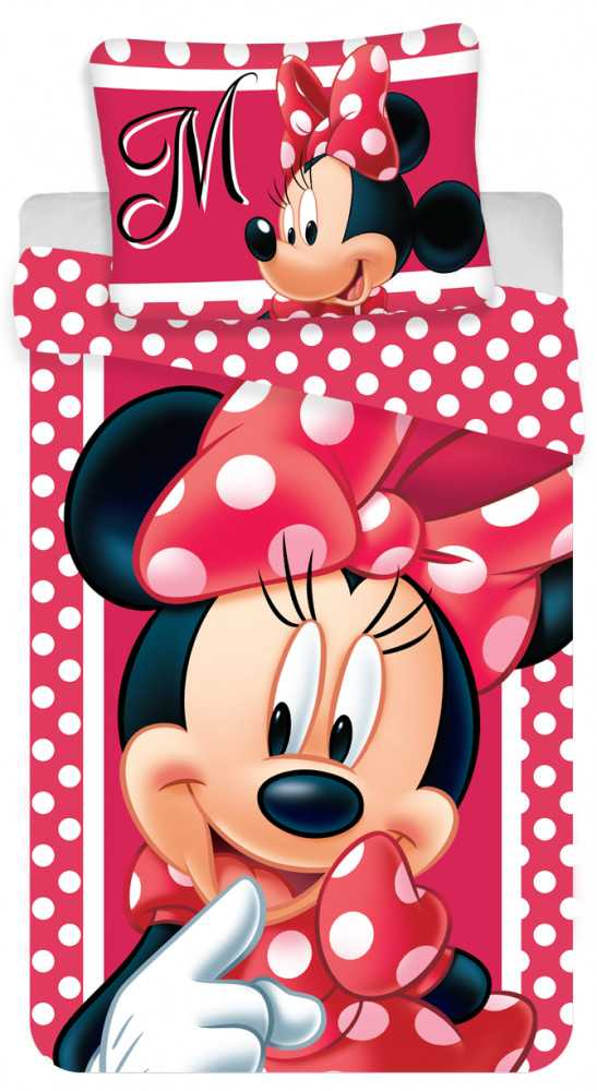 Patalynė bawełniana 140x200 Myszka Mini 3068 Minnie Mouse dots raudona grochy dvipusė poszewka 70x90