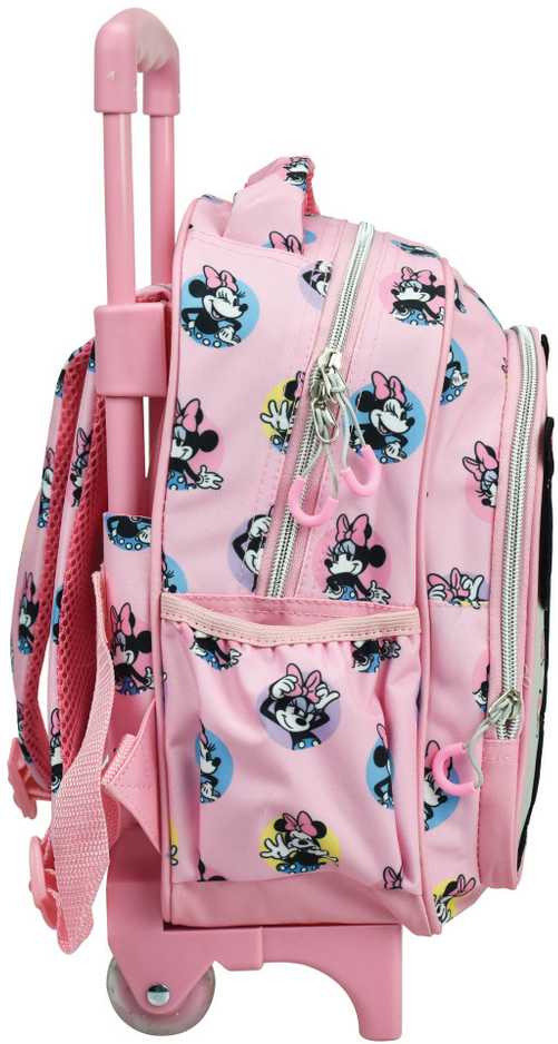 Pink Disney Minnie Pretty in Rožinė riedanti vaikiška kuprinė, krepšys 30 cm