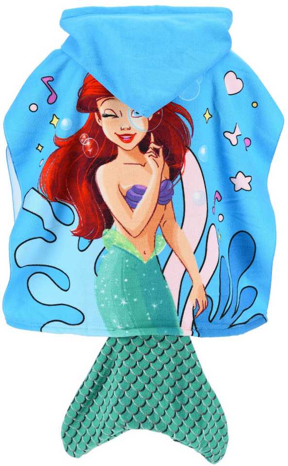 Disney Princess Ariel paplūdimio rankšluostis pončas 55x110 cm (greitai džiūstantis)