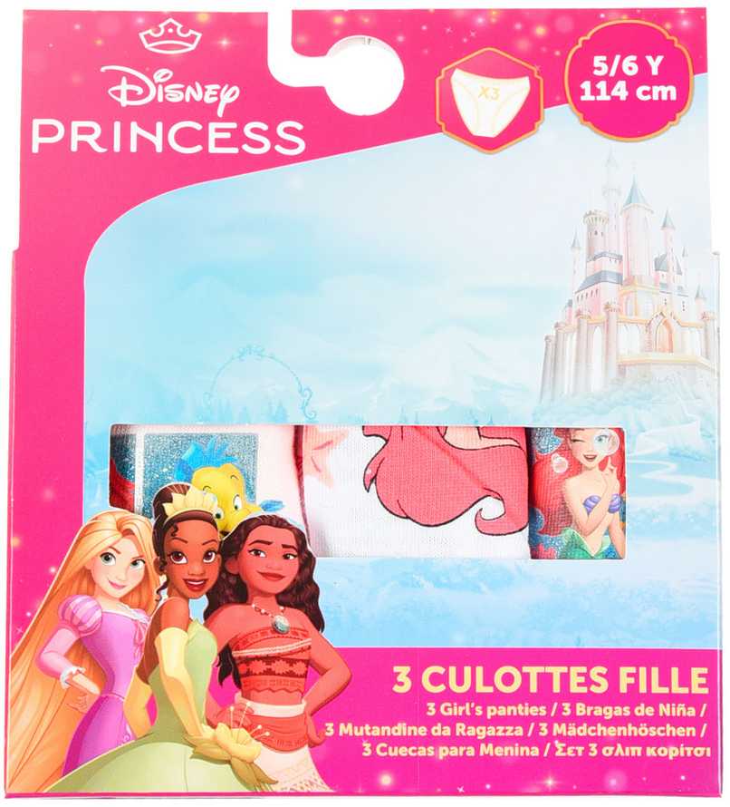 Disney Princess Ariel vaikiški apatiniai, kelnaitės (3 vnt. pakuotė), 6/8 metų