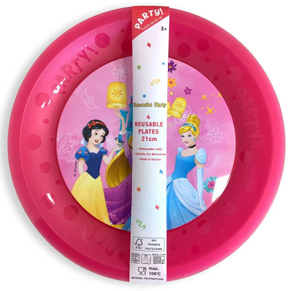 "Disney" princesės lėkštės, 4 dalių rinkinys, 21 cm