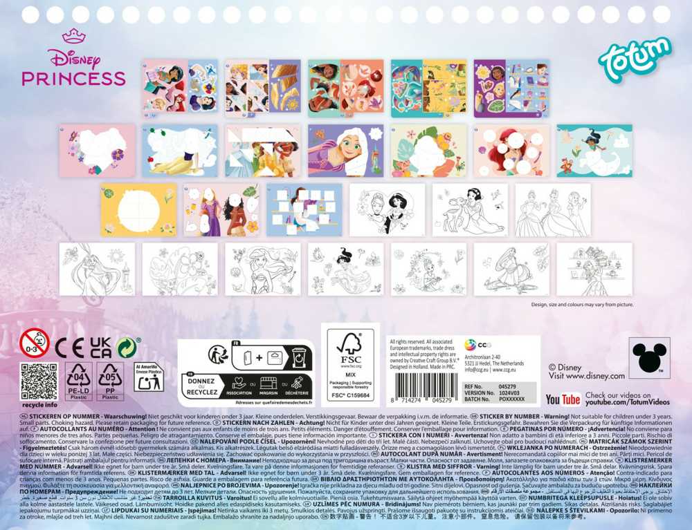 Disney Princess Pabarstukų vakarėlio istorijos dėlionės lipdukų ir spalvinimo rinkinys