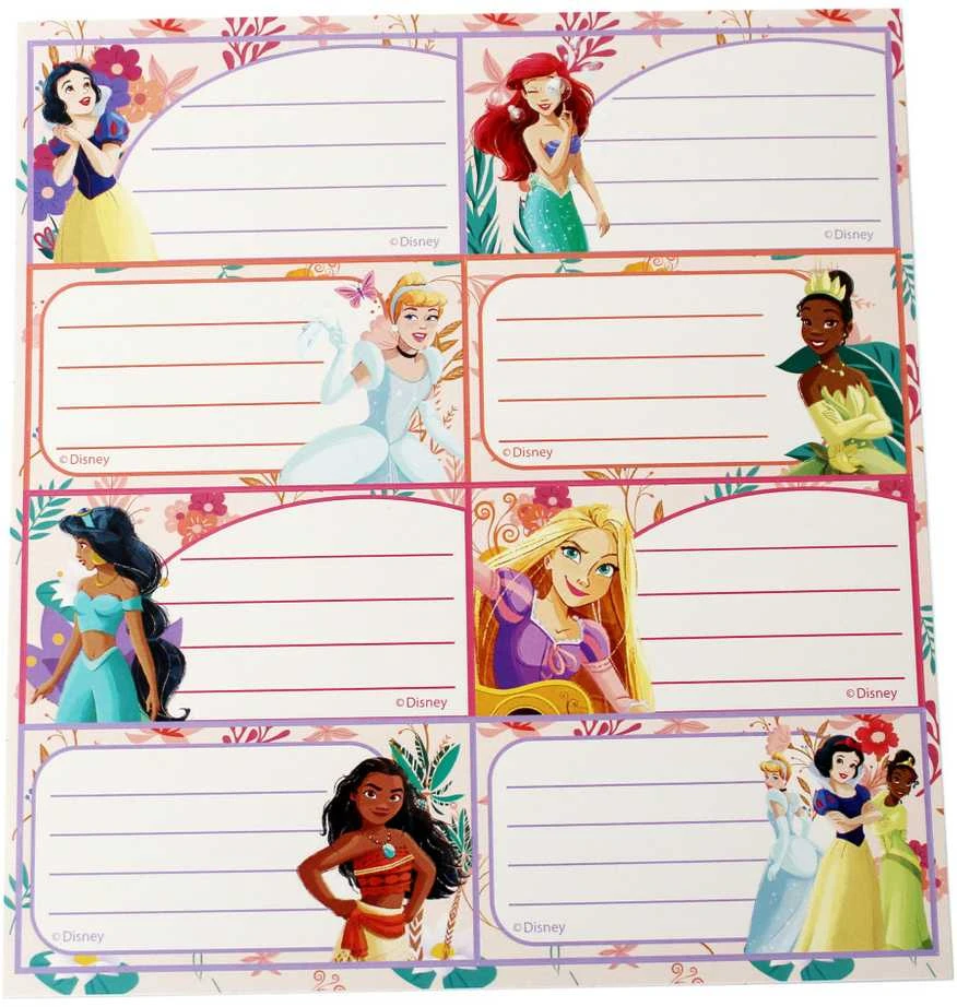 Disney Princess pavasario užrašų knygelių etikečių rinkinys, 16 vnt.