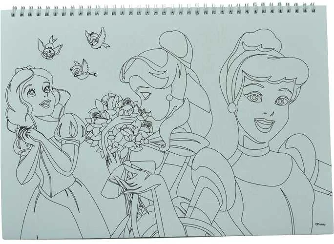 „Disney Princess Spring“ A/4 spiralinis eskizų sąsiuvinis su 40 lapų ir lipdukais