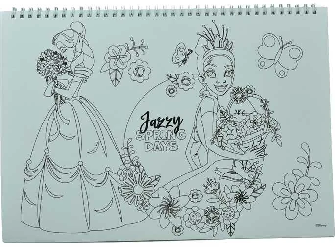 „Disney Princess Spring“ A/4 spiralinis eskizų sąsiuvinis su 40 lapų ir lipdukais