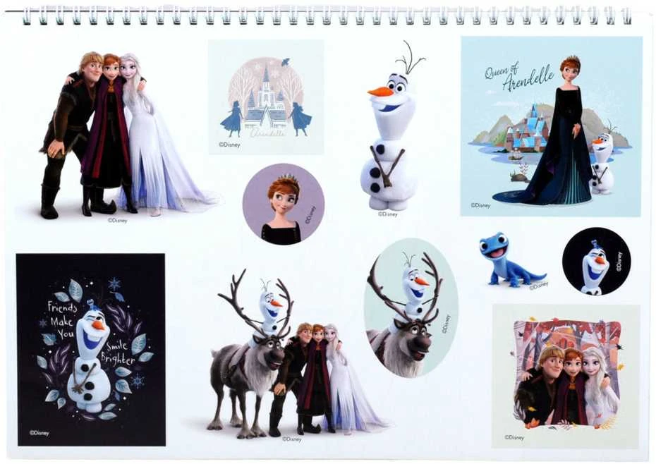 „Disney“ spiralinė eskizų knygelė „Frozen Heart“ su A/4 formato paveikslėliais ir 40 puslapių bei lipdukais