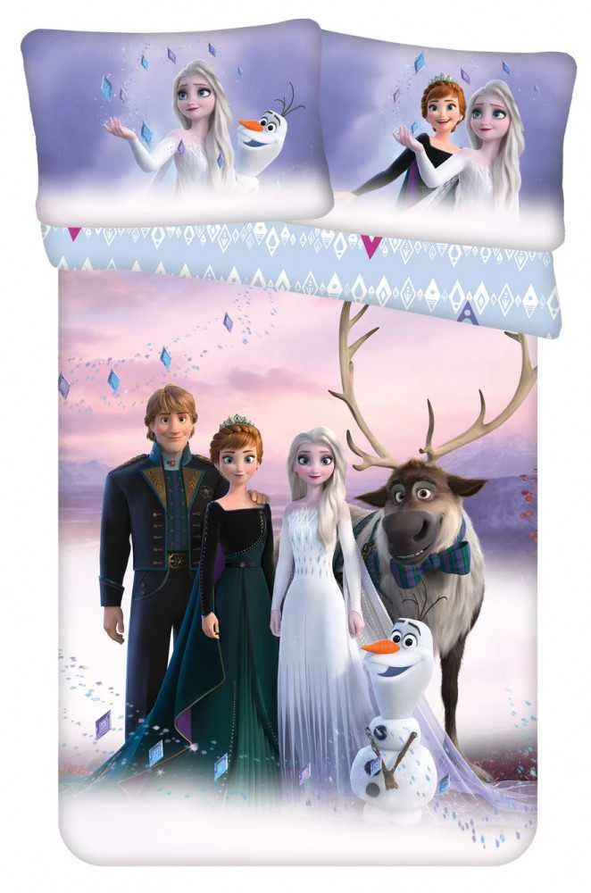 Patalynė bawełniana 100x135 Frozen Kraina Lodu 0745 Anna Elsa do łóżeczka poszewka 40x60