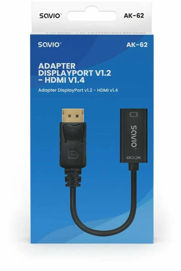 Adapteris Savio DisplayPort (M) v1.2 – HDMI A (F) v1.4, 4K, AK-62