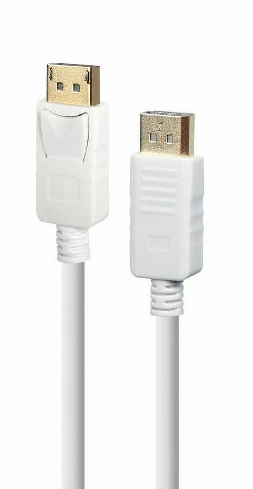 DisplayPort laidas su fiksatoriais balti antgaliai