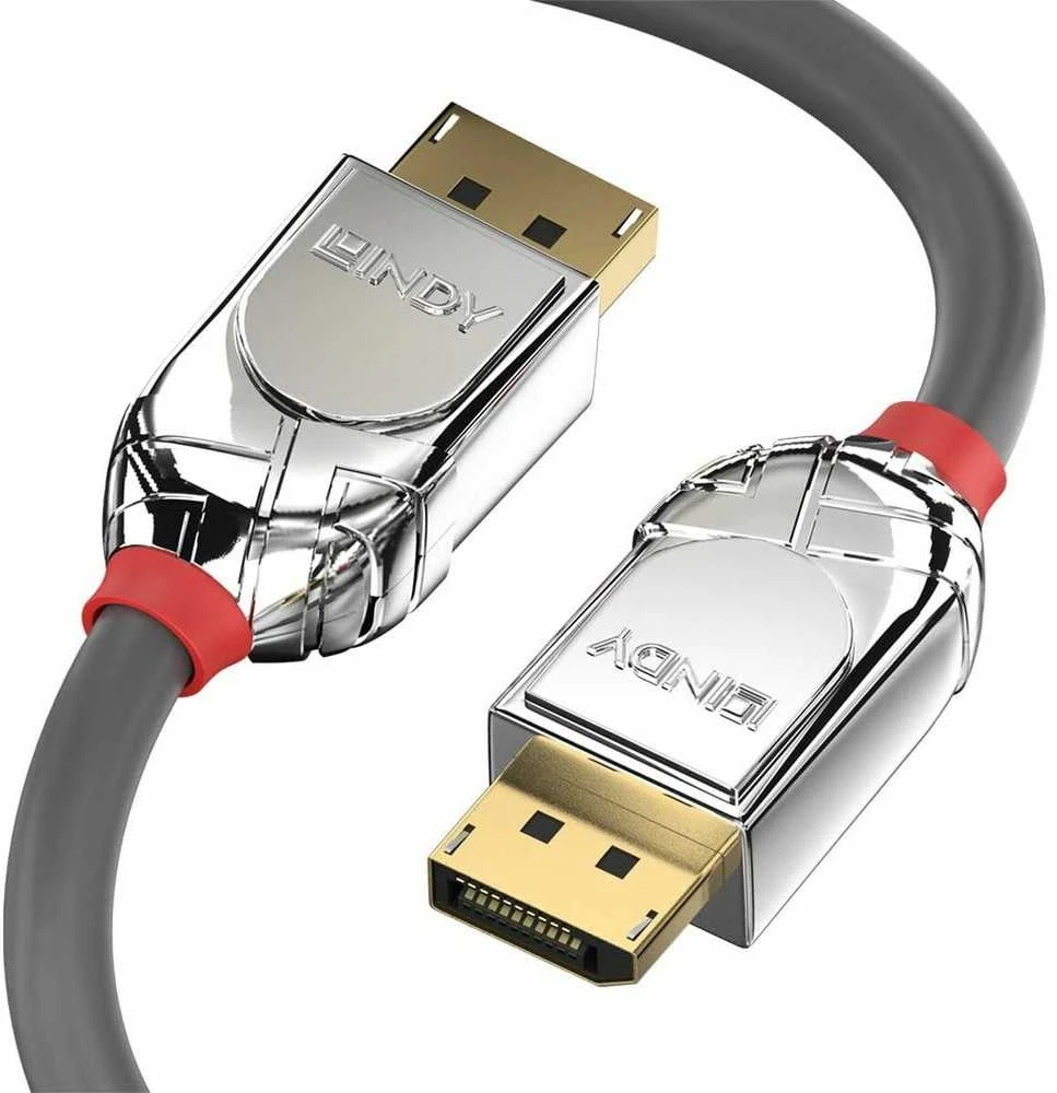 DisplayPort Kabelis - LINDY Cromo Line DisplayPort 1.4 Kabelis, M/M, 7680x4320@60Hz, 2 m, Pilkas