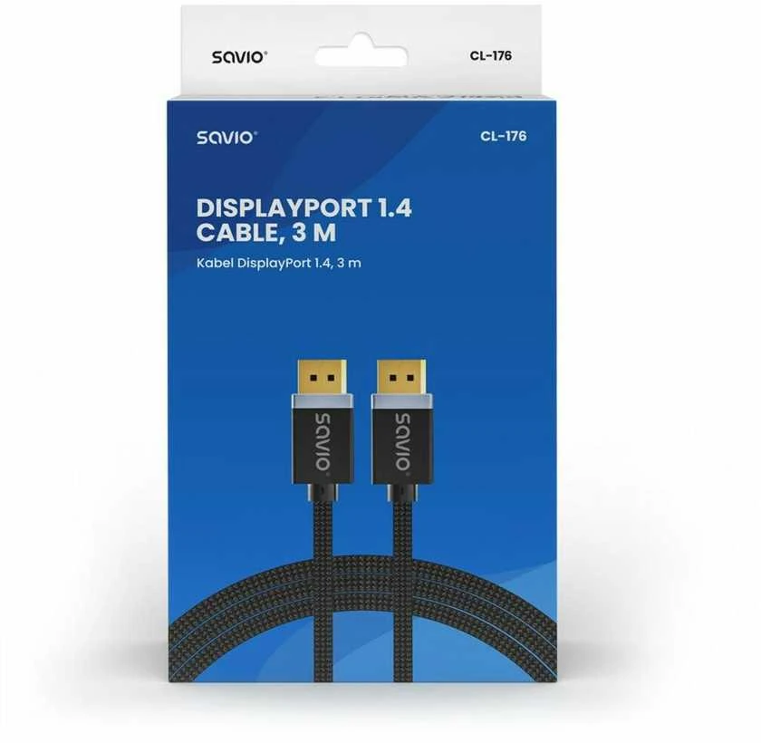 „DisplayPort Kabelis“ – SAVIO DisplayPort (M) V1.4, 3 m, CL-176
