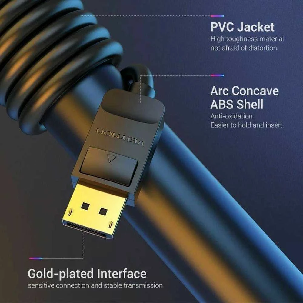 DisplayPort Cable 3m Vention HACBI (juodas)