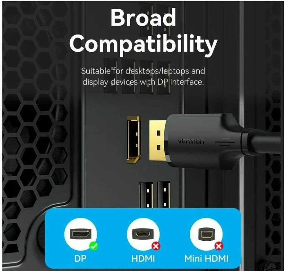 DisplayPort kabelis Vention HAKBF Juoda 1 m
