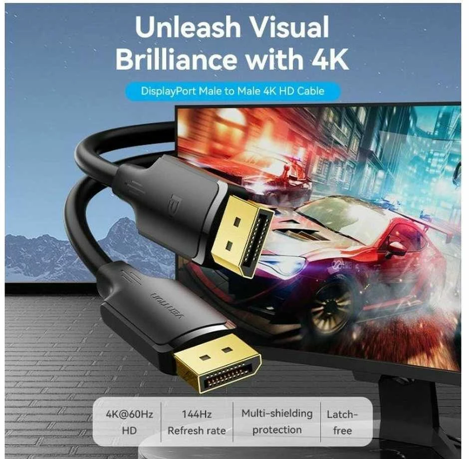 Vention DisplayPort laidas su 4K technine informacija