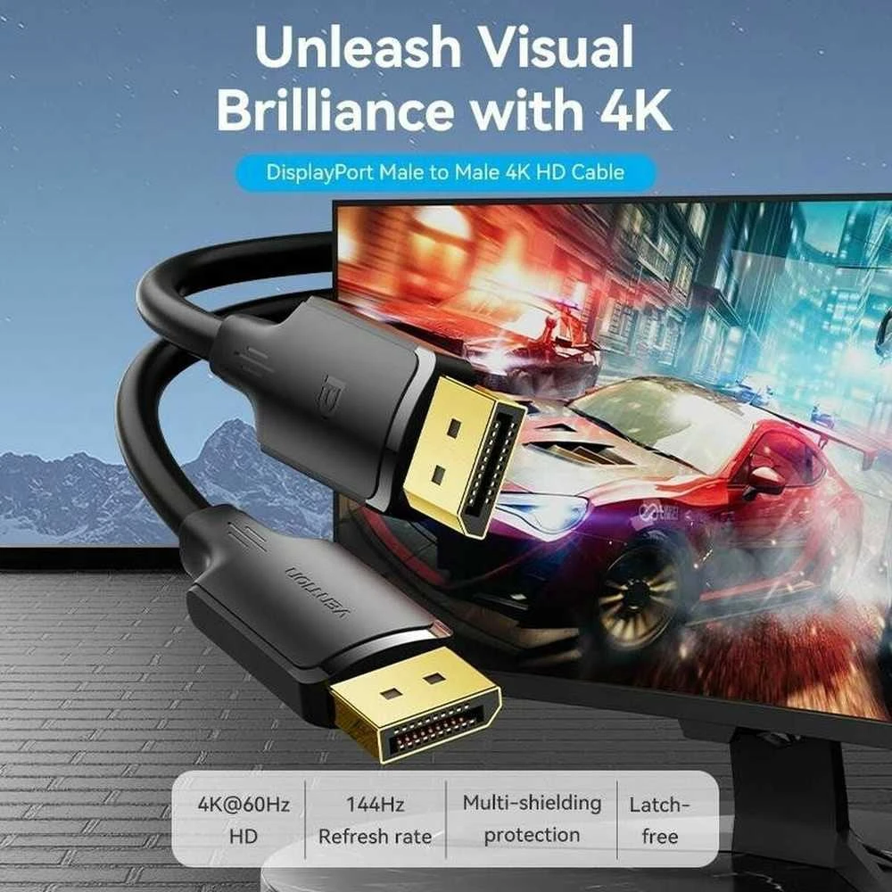 Vention DisplayPort kabelis: 4K ir 144Hz palaikymas