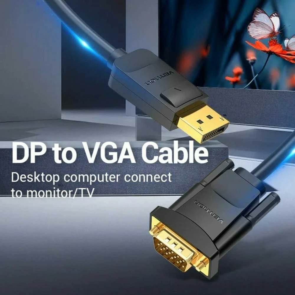Vention DisplayPort į VGA kabelis 1.5 m ventiliacijos HBLBG (juodas)