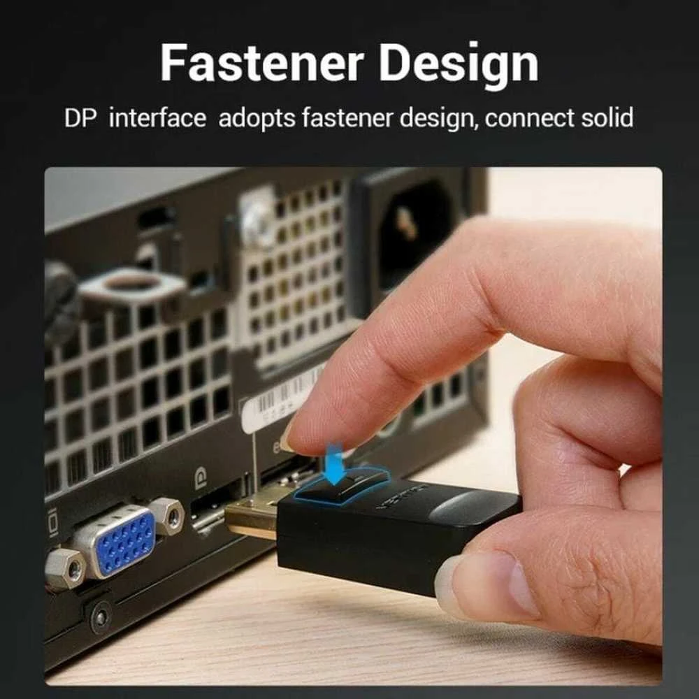 Vention DisplayPort adapterio laikiklio fiksacijos mechanizmas