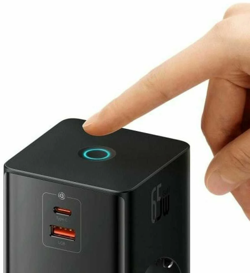 Sieninis įkroviklis / maitinimo juosta Baseus PowerCombo 65W (juoda)