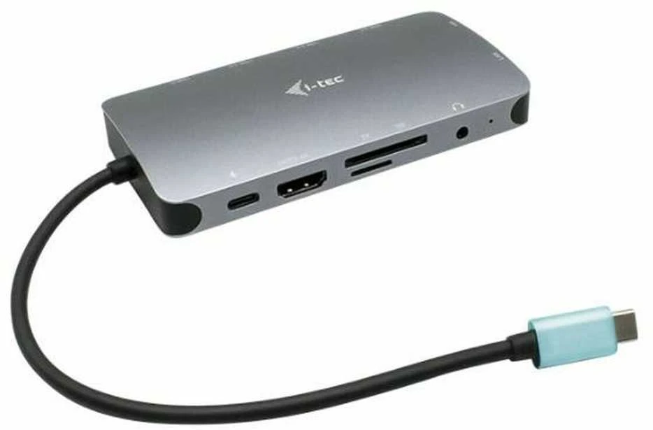 I-TEC USB-C metalinis dokas 1xHDMI 1xVGA 1xSD+1xmicroSD kortelių skaitytuvas 1xGLAN 1xgarsas / mikrofonas 3xUSB 3.1 1xUSB-C duomenys 1xUSB-C PD + įkroviklis 100W
