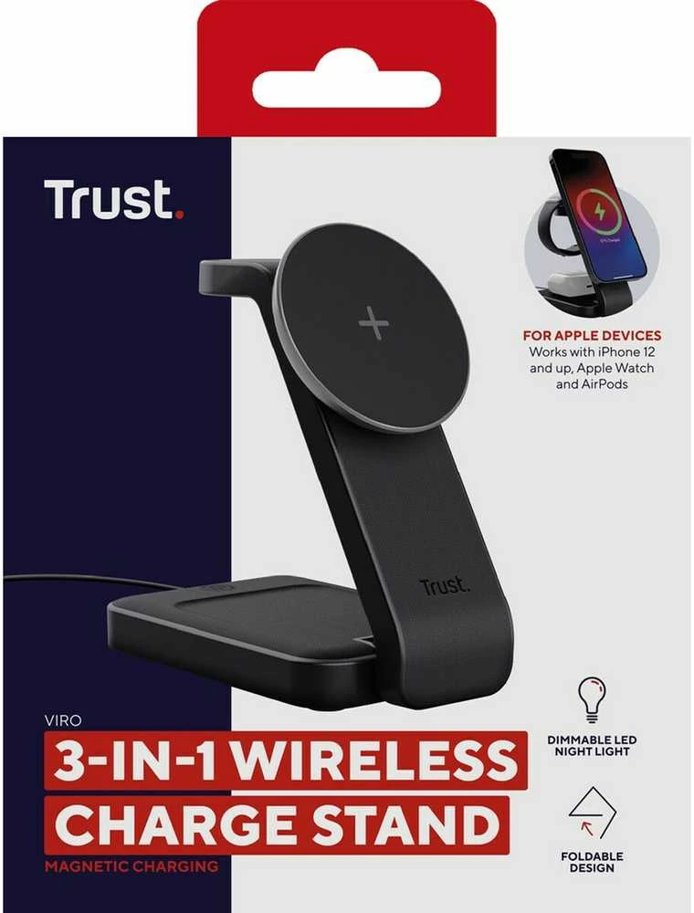 „Trust Viro“ – 3 viename belaidis magnetinis įkrovimo stovas