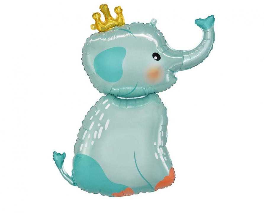GoDan Foil balionas Elephant su karūna, 55x70 cm