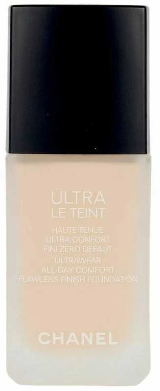 Chanel Ultra Le Teint Flawless Finish Fluid Foundation ilgai išliekanti tobulinanti kreminė pudra, matinis švytintis efektas, atspalvis: B10, 30 ml