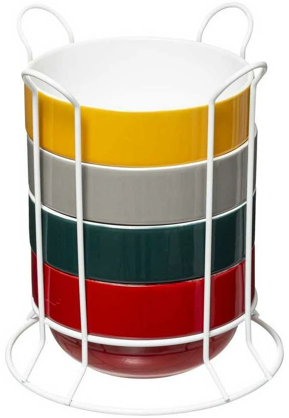5five Simply Smart Keraminiai dubenys, dubenys ant metalinio stovo, 500 ml, rinkinyje 4 vnt