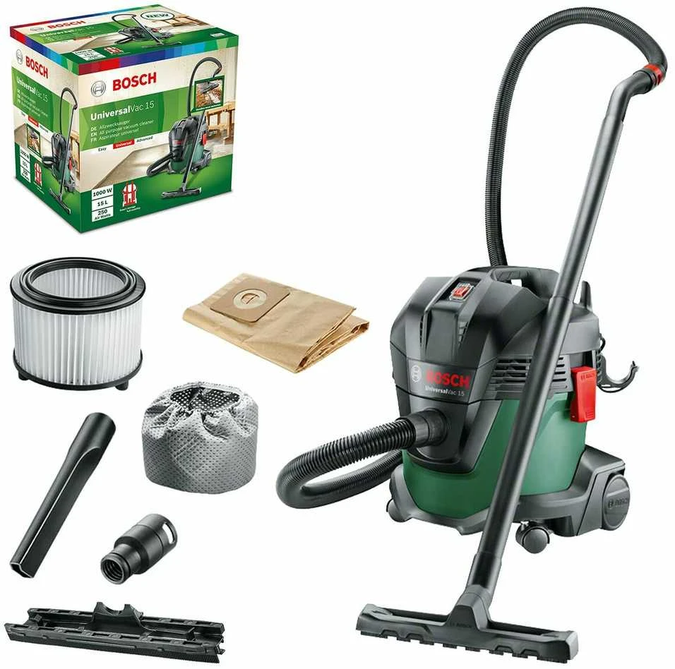 Bosch UniversalVac 15 šlapio ir sauso tipo dulkių siurblys su pūtimo funkcija