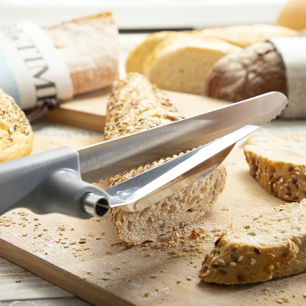 „InnovaGoods“ duonos peilis su „InnovaGoods Kutway“ reguliuojamu pjaustymo vadovu