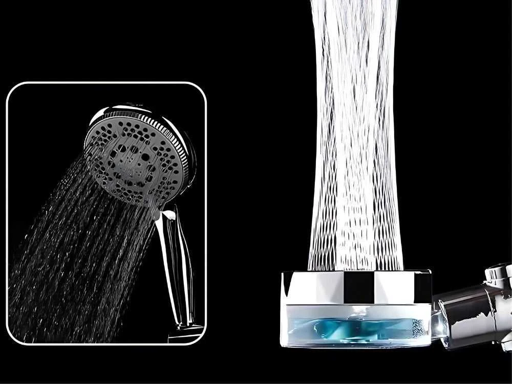 Dušo galvutė su turbina ir keičiamu filtru