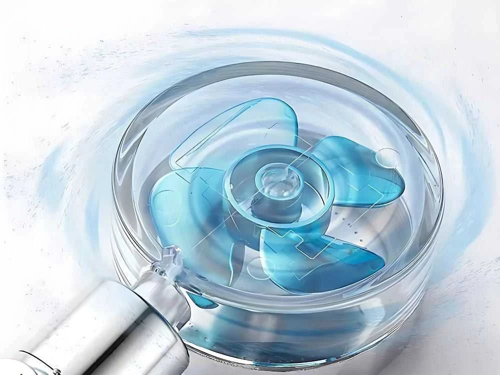 Dušo galvutė su turbina ir keičiamu filtru