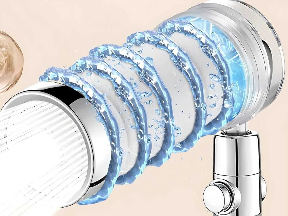 Dušo galvutė su turbina ir keičiamu filtru