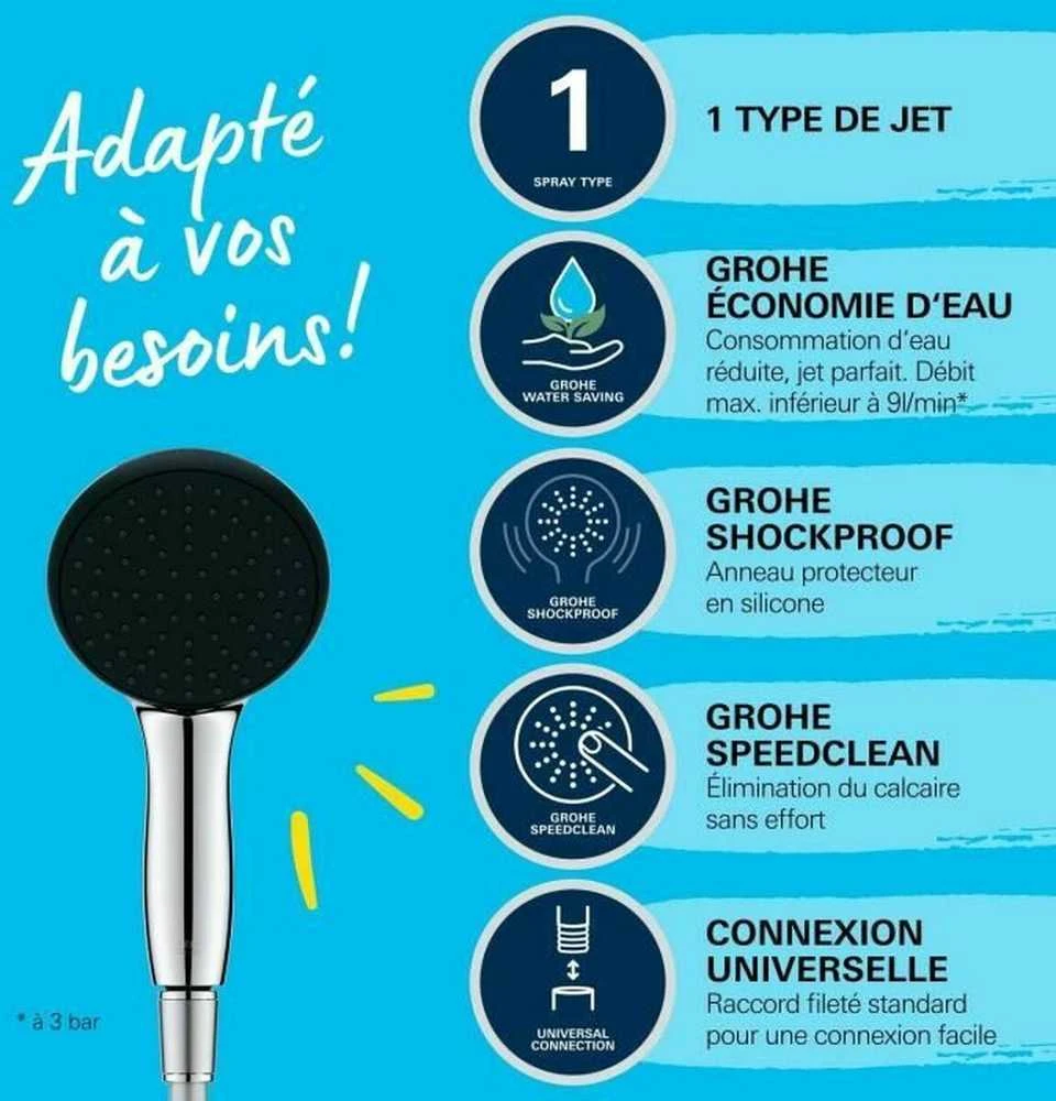 Grohe Vitalio Start 110 1sr kompl 7,6L/min + žarna 1500mm), chromas