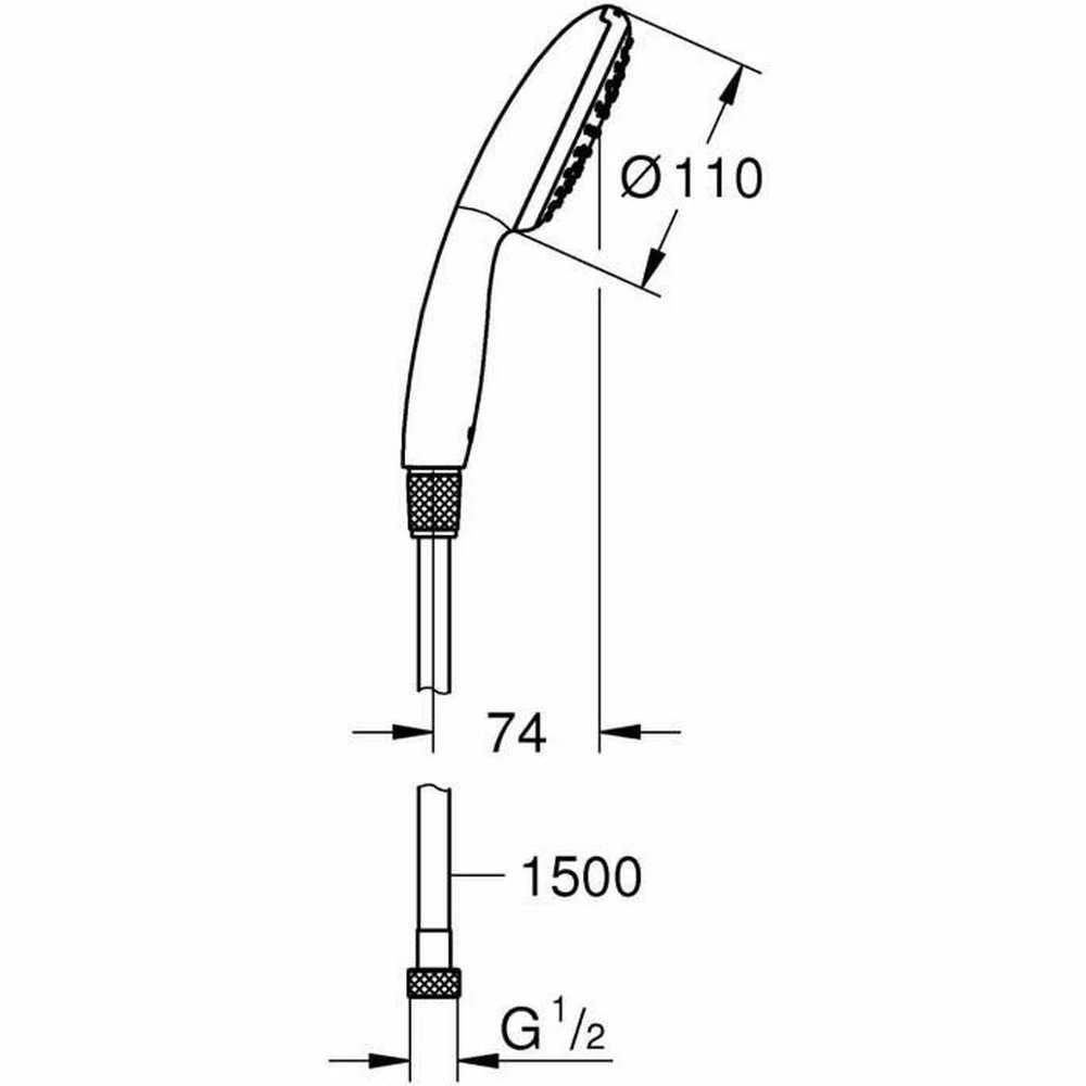 Grohe Vitalio Start 110 1sr kompl 7,6L/min + žarna 1500mm), chromas