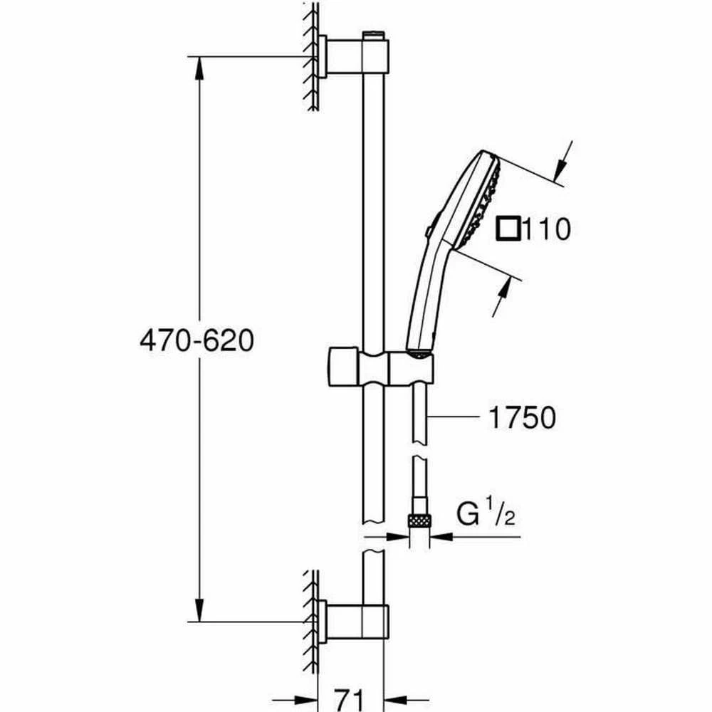 Grohe Dušo komplektas Vitalio Comfort 110 III, 600 mm, chromuotas