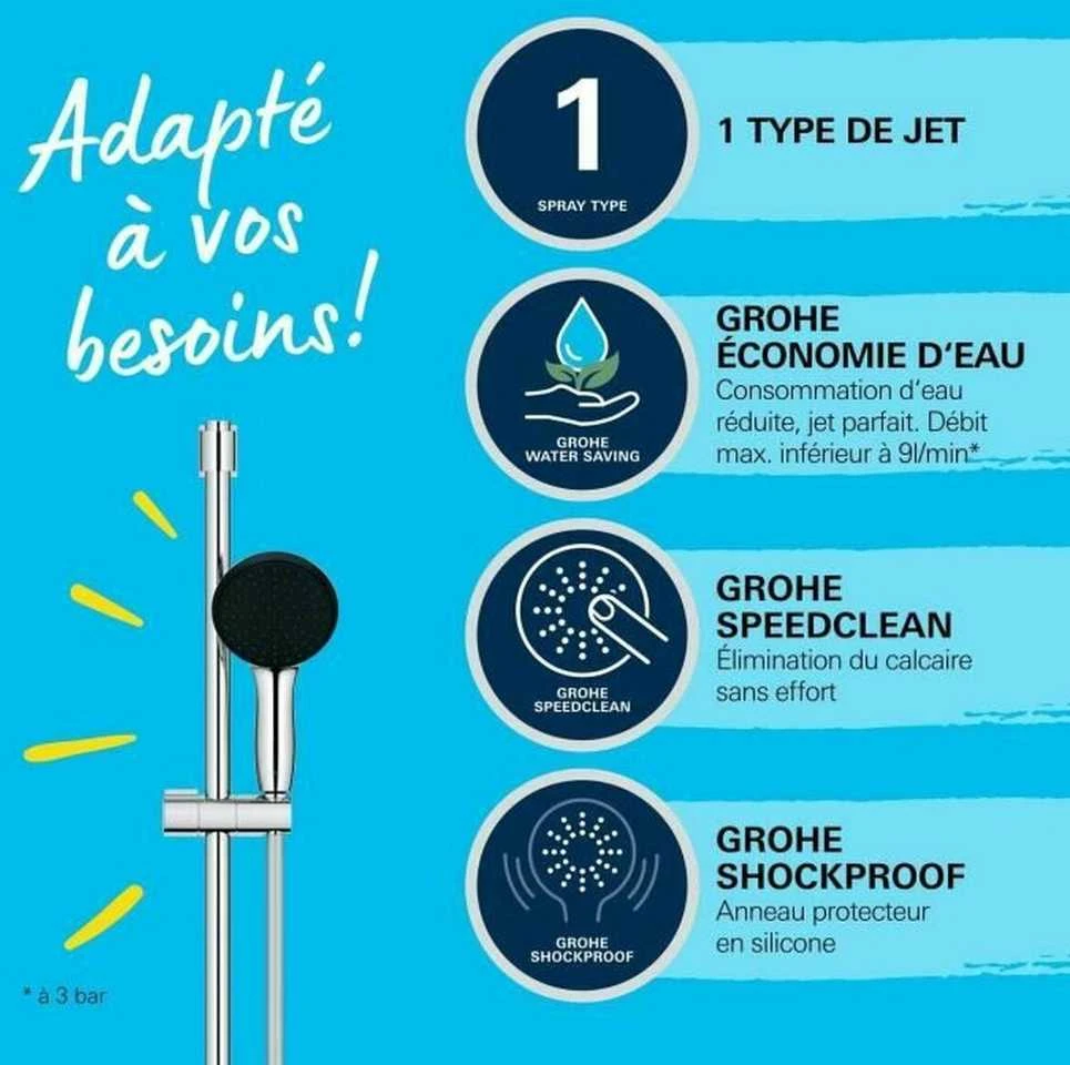 Grohe Vitalio Start 110 1sr dušo komplektas, 600 mm 7,6L/min, chromas