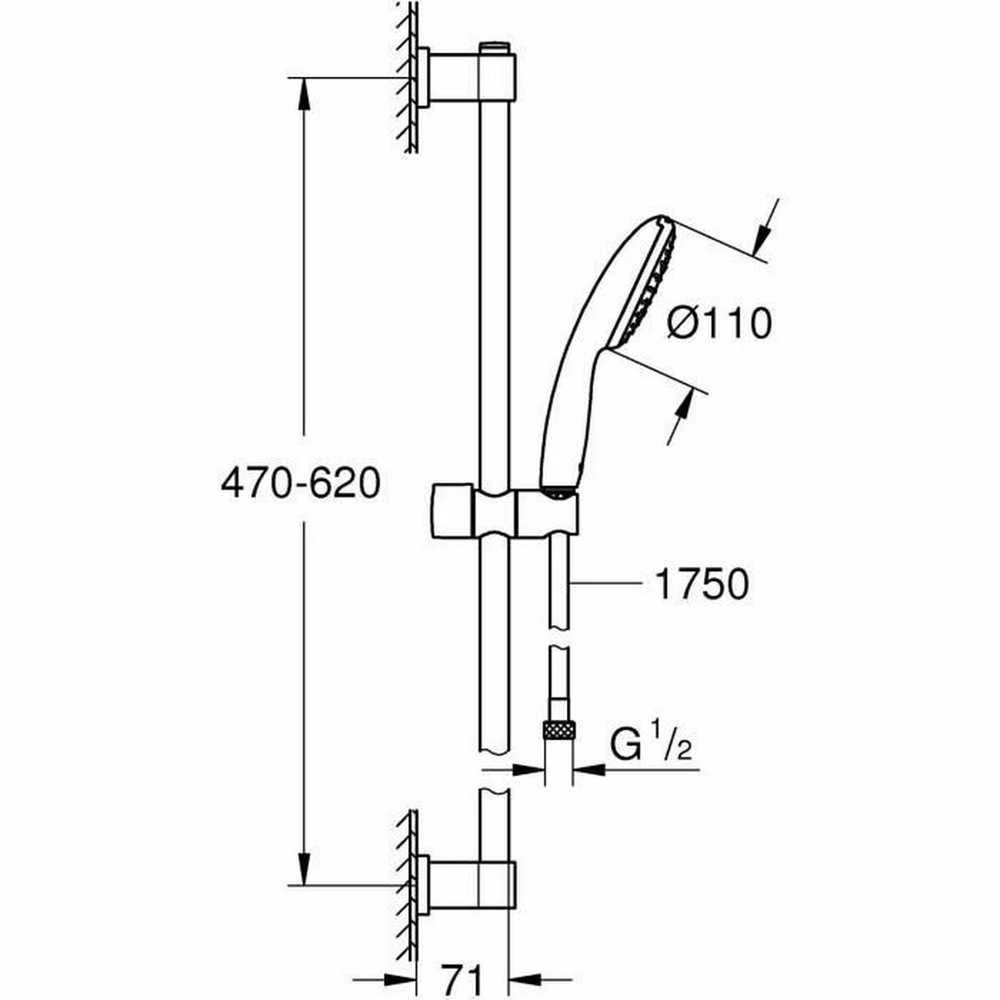 Grohe Vitalio Start 110 1sr dušo komplektas, 600 mm 7,6L/min, chromas