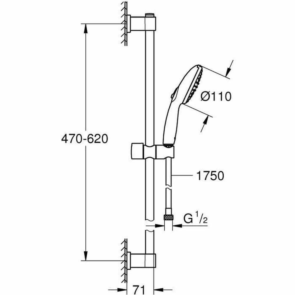 Grohe Vitalio Start 110 2sr.dušo komplektas 600 mm, matinis juodas