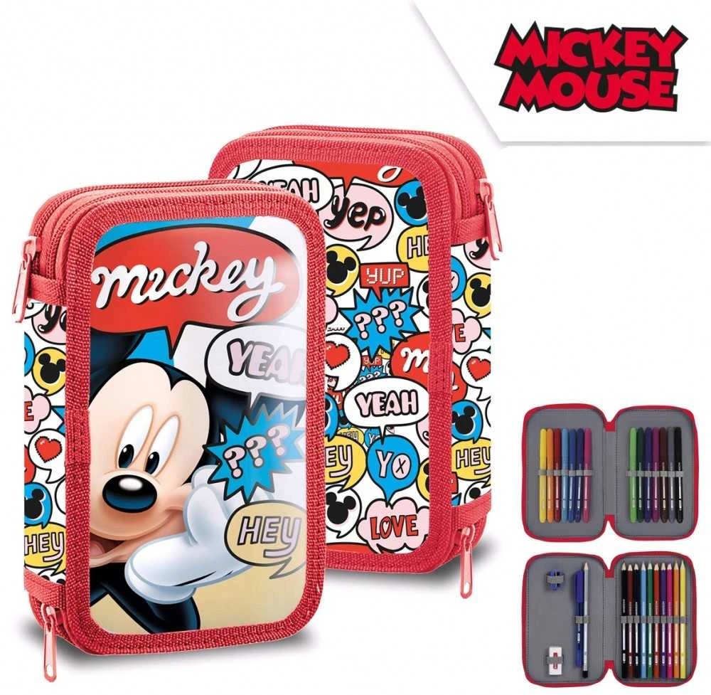 Dviejų lygių pieštukų dėklas su Disney Mikio įdaru