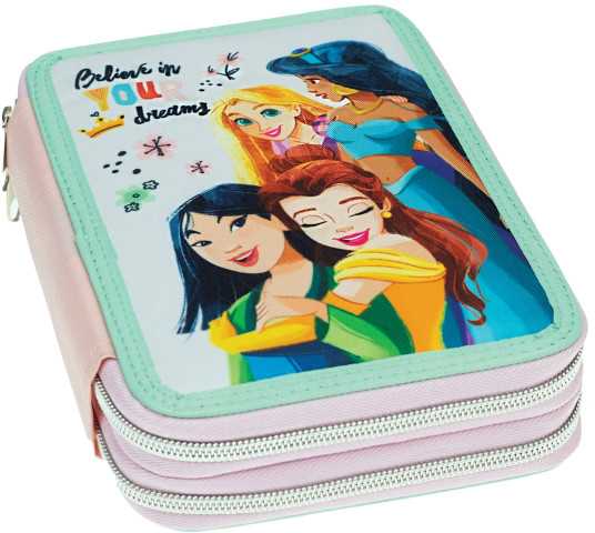 Dviejų pakopų „Disney Princess“ pieštukų dėklas su magija