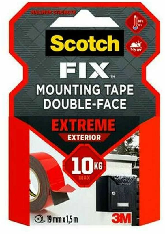 Scotch Fixtm Dvipusė tvirtinimo juosta 3M Scotch lauko sąlygoms, 19 mm x 1,5 m