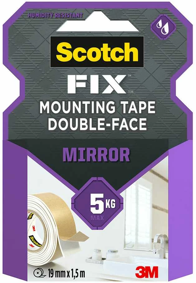 Dvipusė stipri montavimo juostelė Scotch® MIRROR, 19 mm x 1,5 m
