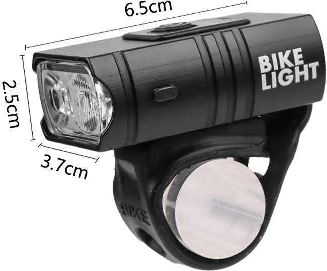 Dviračio žibintai su LED T6 priekiui ir galui, USB įkrovimas