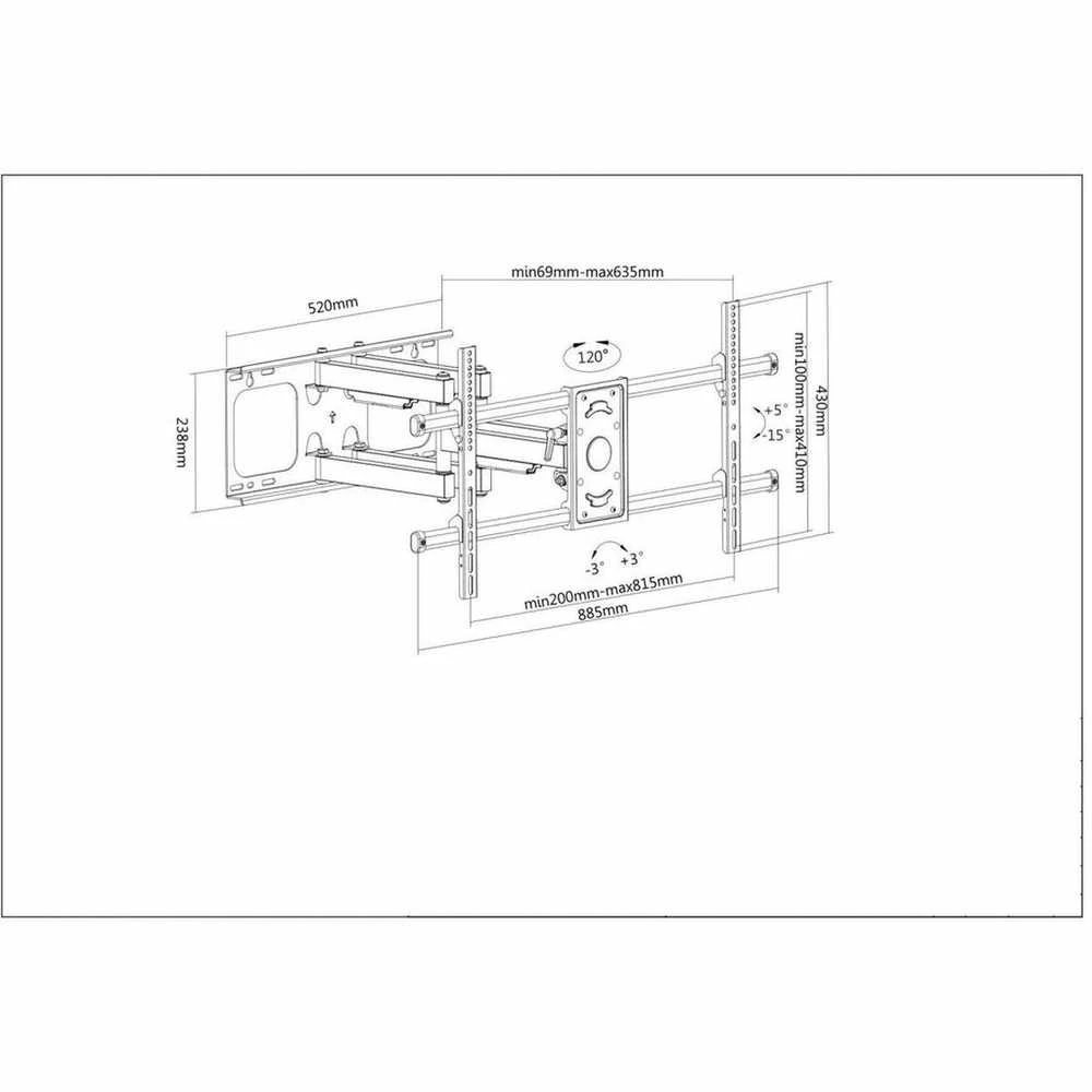 Manhattan sieninis laikiklis televizorius LCD/LED/PDP 37-90'' 75kg VESA pasukamas juodas
