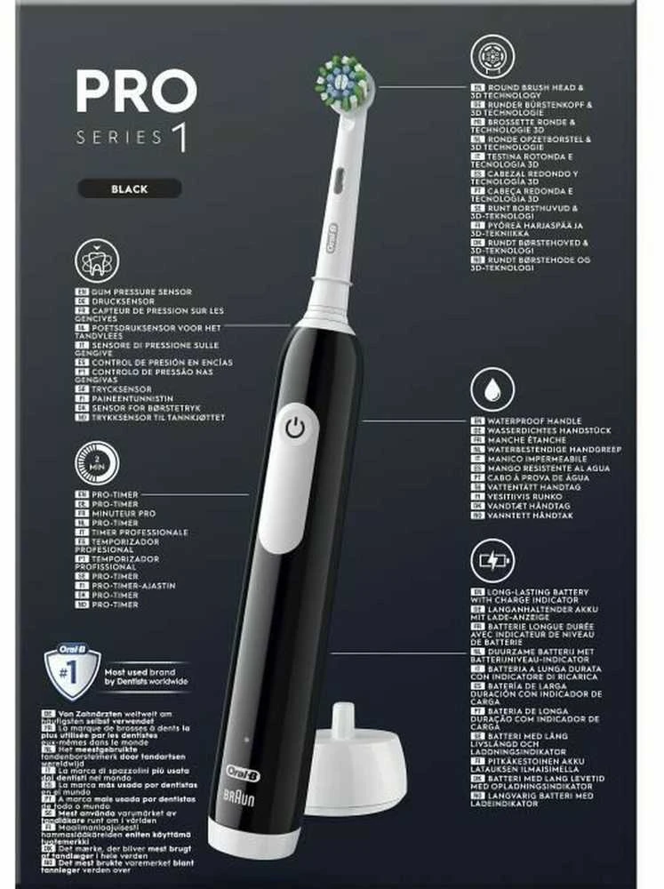 Oral-B Elektrinis dantų šepetėlis | Pro Series 1 | Įkraunamas | Suaugusiems | Šepetėlių skaičius galvutės įeina 1 | Number of teeth brushing modes 3 | Juodas