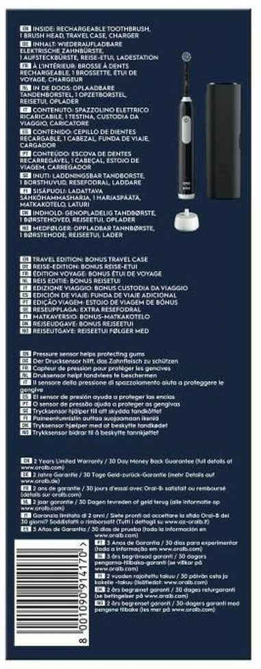 Oral-B Elektrinis dantų šepetėlis | Pro Series 1 | Įkraunamas | Suaugusiems | Šepetėlių skaičius galvutės įeina 1 | Number of teeth brushing modes 3 | Juodas