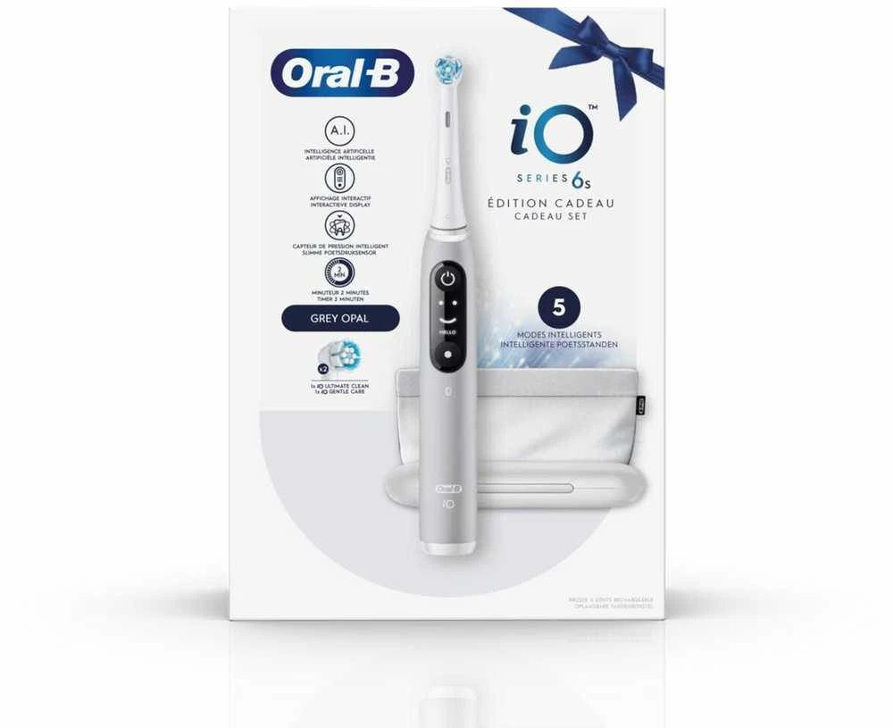 Oral-B Elektrinis dantų šepetėlis | iO6s | Įkraunamas | Suaugusiems | Šepetėlių skaičius galvutės įeina 1 | Number of teeth brushing modes 5 | Pilkas Opal