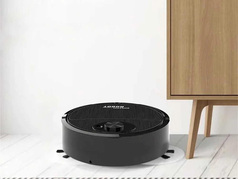 Dulkių siurblys-šluota robotas su dvejomis šluotelėmis, 17.5 cm, juodas