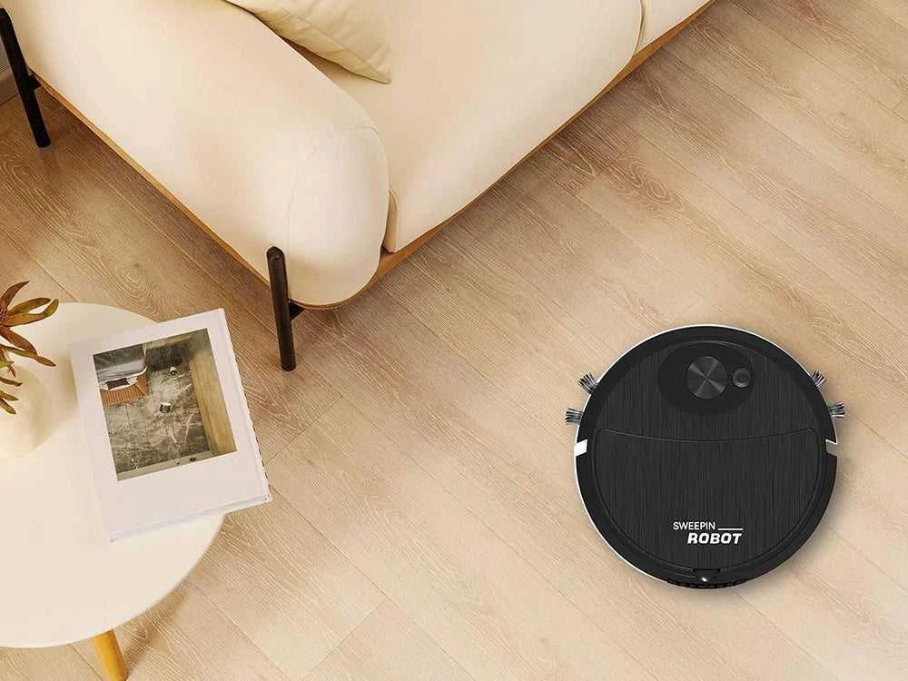 Dulkių siurblys-šluota robotas su dvejomis šluotelėmis, 17.5 cm, juodas